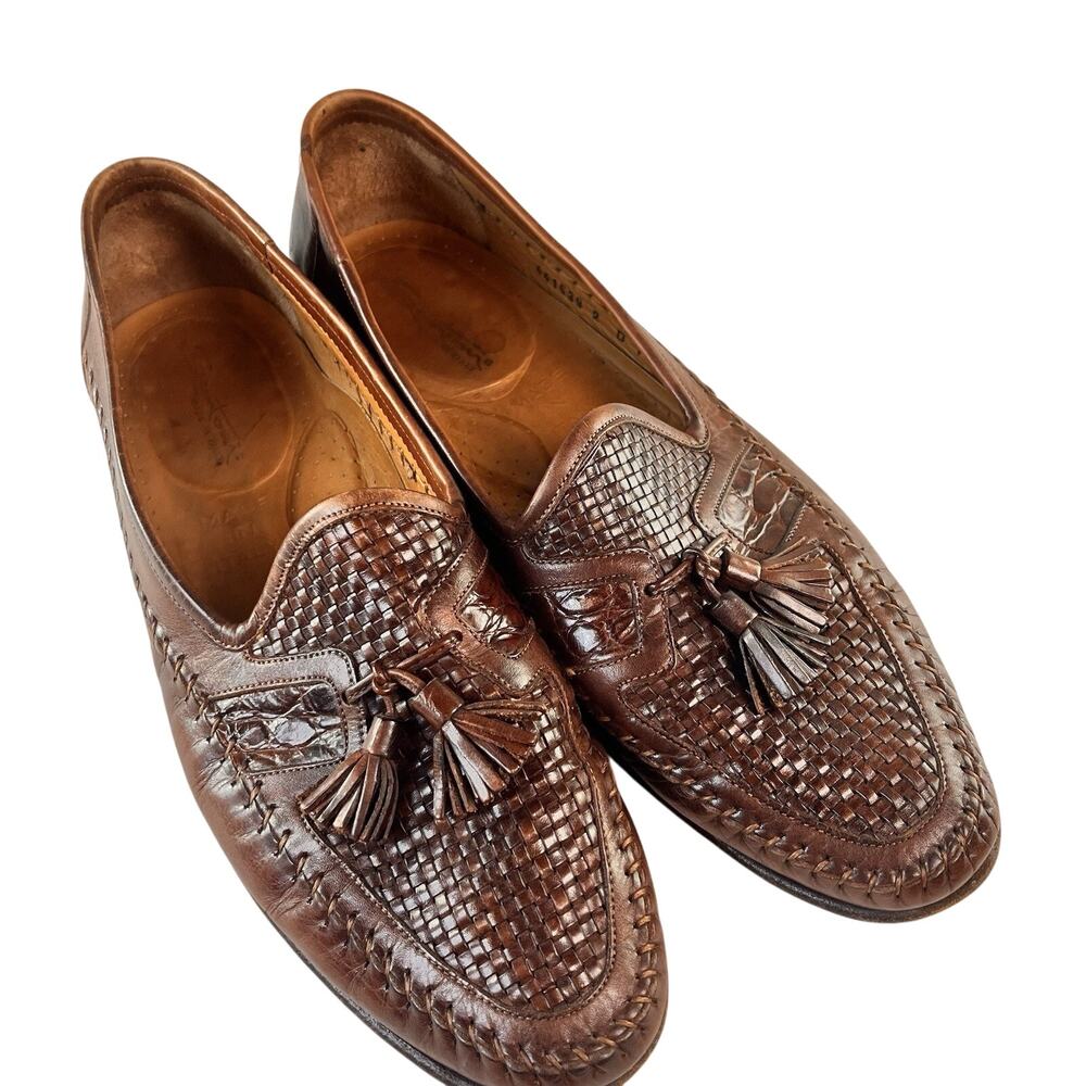 Mens Santoni "Aspen" Tan Brown Leather Tassel Loafers‎ Excellent Condition Sz11
